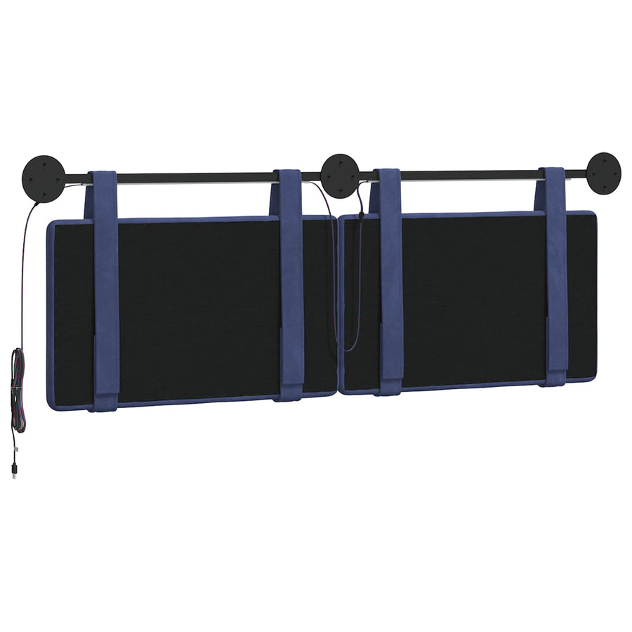 Hangend hoofdbord Met LED-verlichting Politieblauw Fluweel