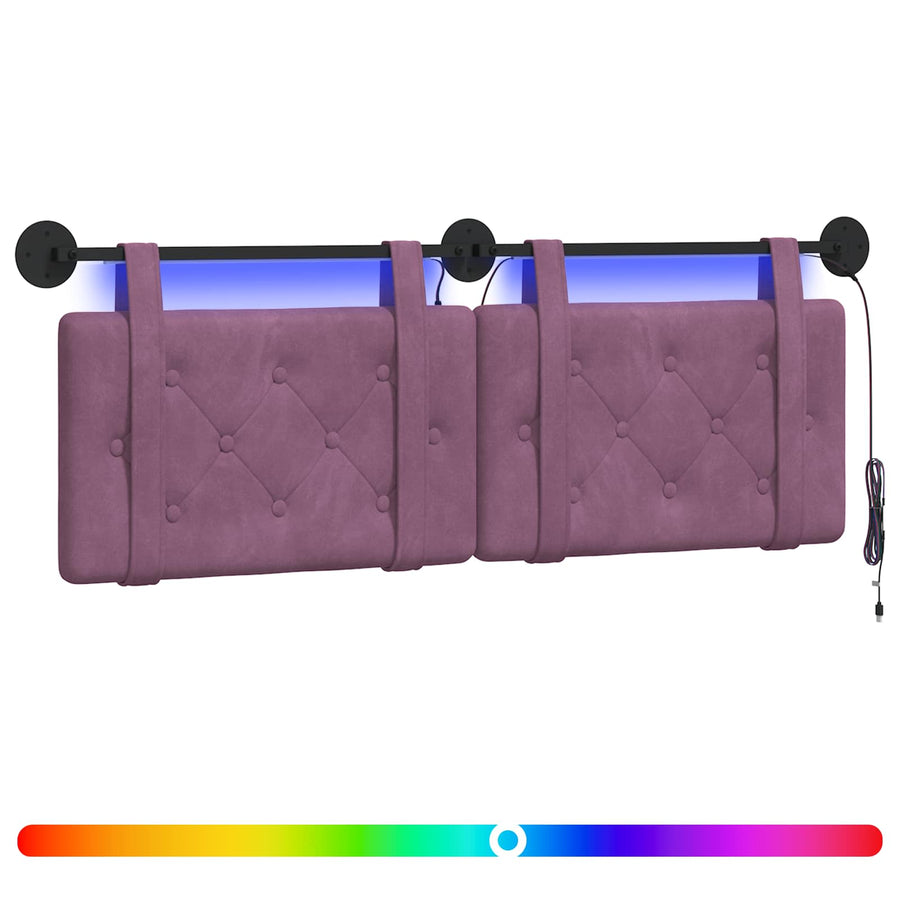Hangend hoofdbord Met LED-verlichting Paars Fluweel