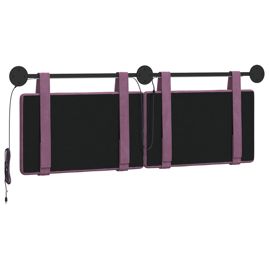 Hangend hoofdbord Met LED-verlichting Paars Fluweel