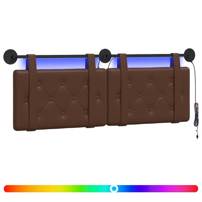 Hangend hoofdbord Met LED-verlichting Bruin Kunstleer