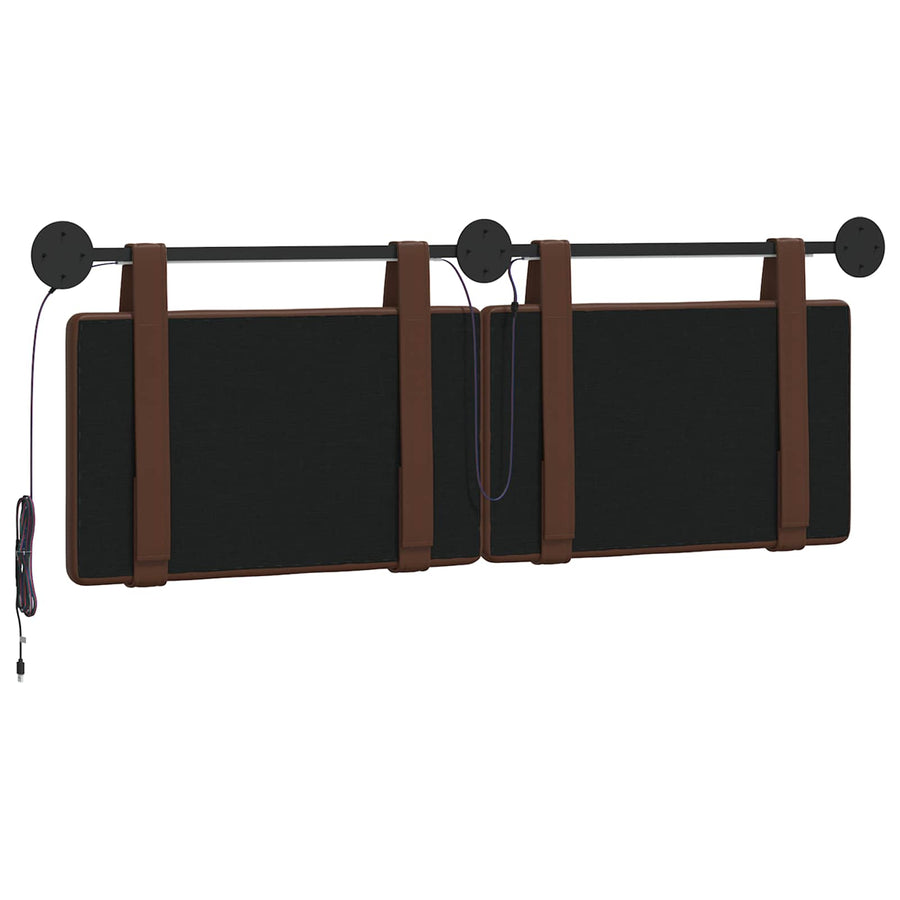 Hangend hoofdbord Met LED-verlichting Bruin Kunstleer