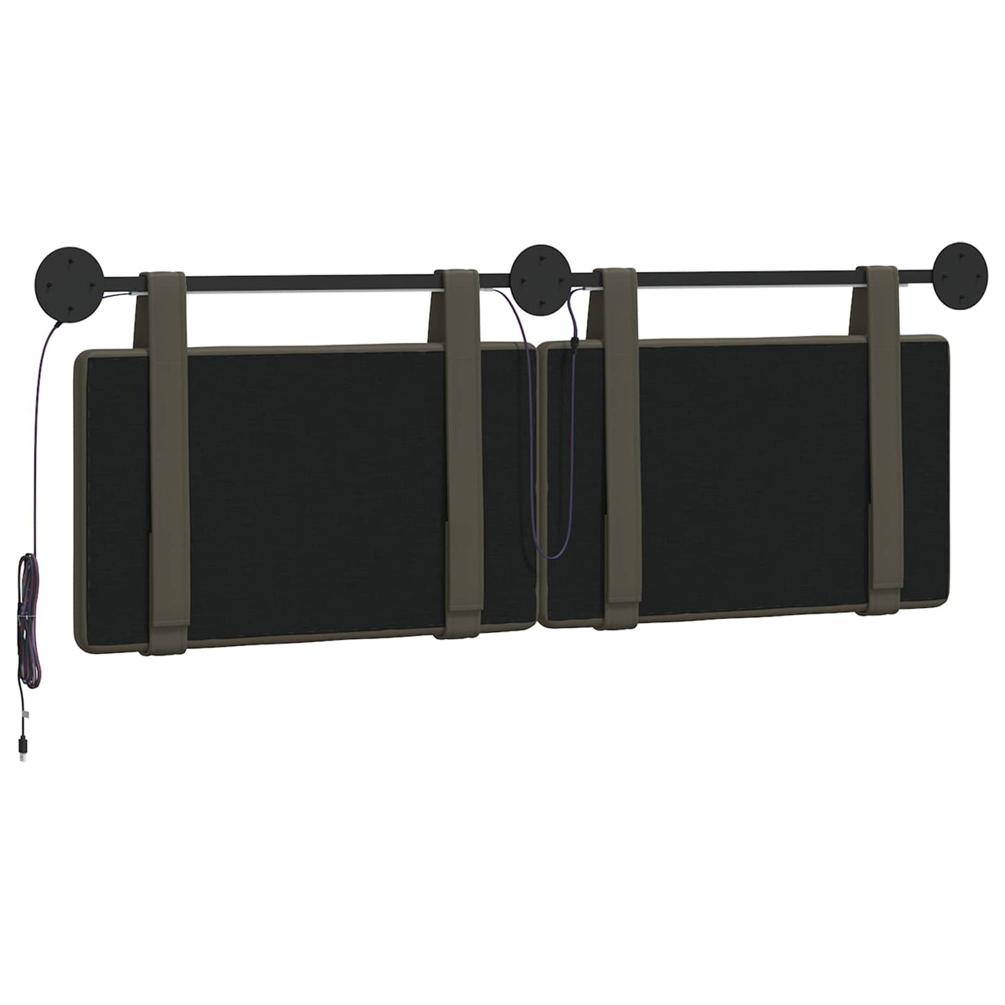 Hangend hoofdbord Met LED-verlichting Grijs Kunstleer