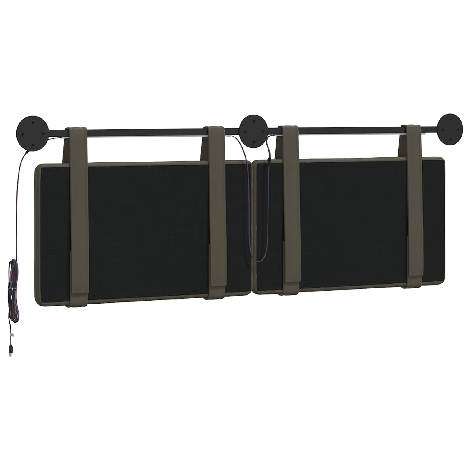 Hangend hoofdbord Met LED-verlichting Grijs Kunstleer