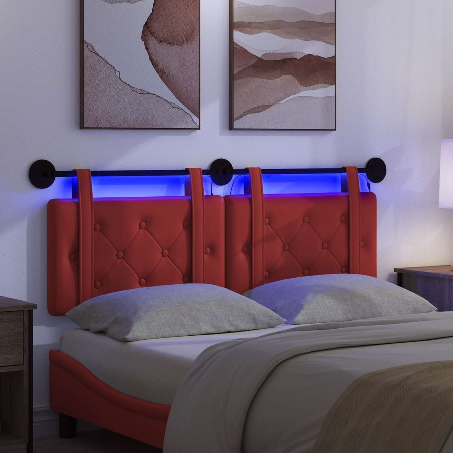 Hangend hoofdbord Met LED-verlichting Rood Kunstleer
