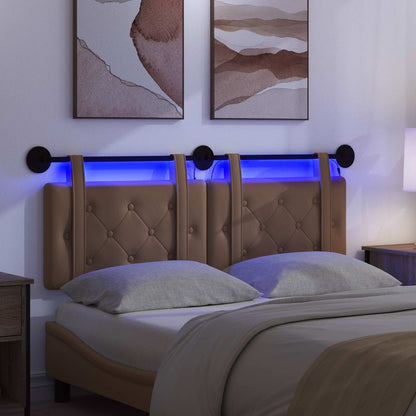 Hangend hoofdbord Met LED-verlichting Cappuccino Kunstleer