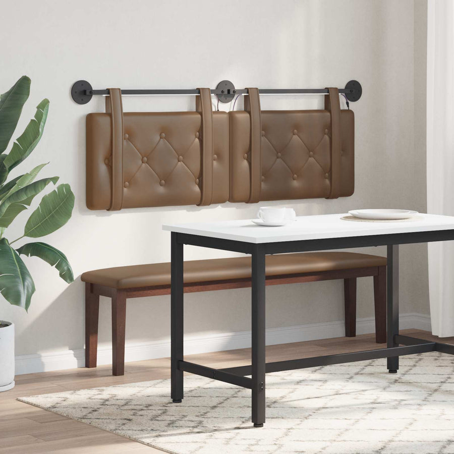 Hangend hoofdbord Met LED-verlichting Cappuccino Kunstleer