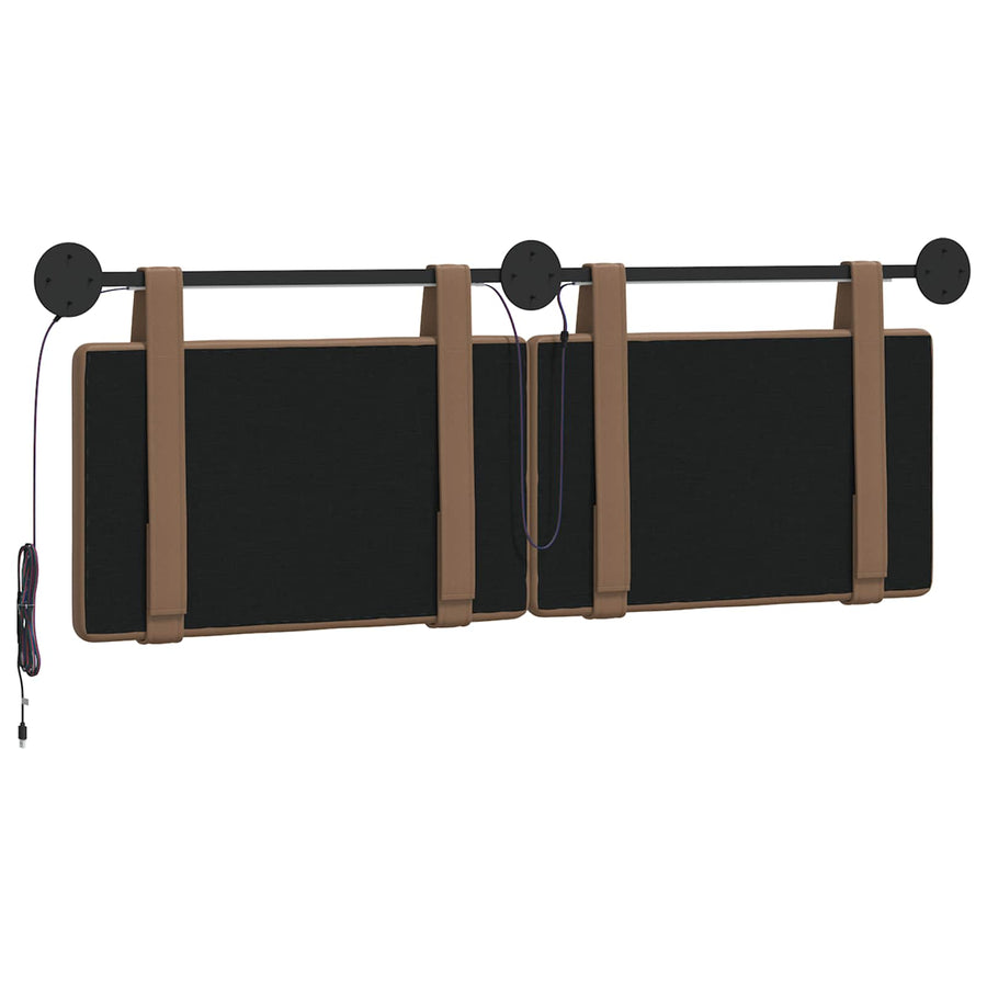 Hangend hoofdbord Met LED-verlichting Cappuccino Kunstleer