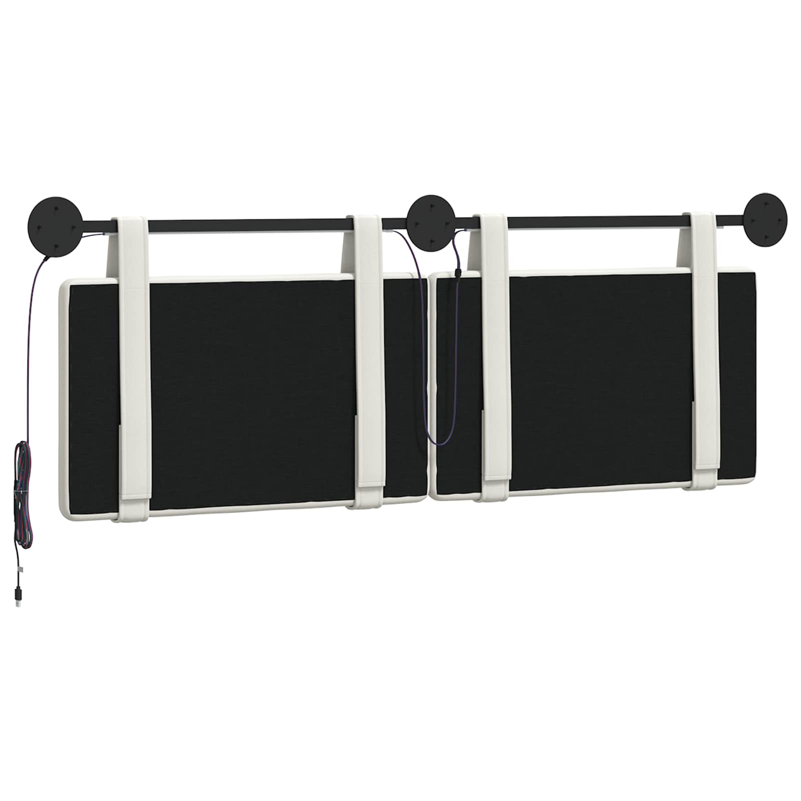 Hangend hoofdbord Met LED-verlichting Wit Kunstleer