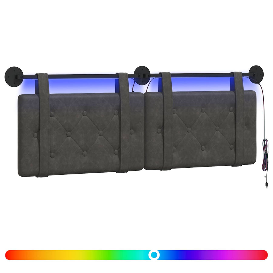 Hangend hoofdbord Met LED-verlichting Zwart Antiek PU