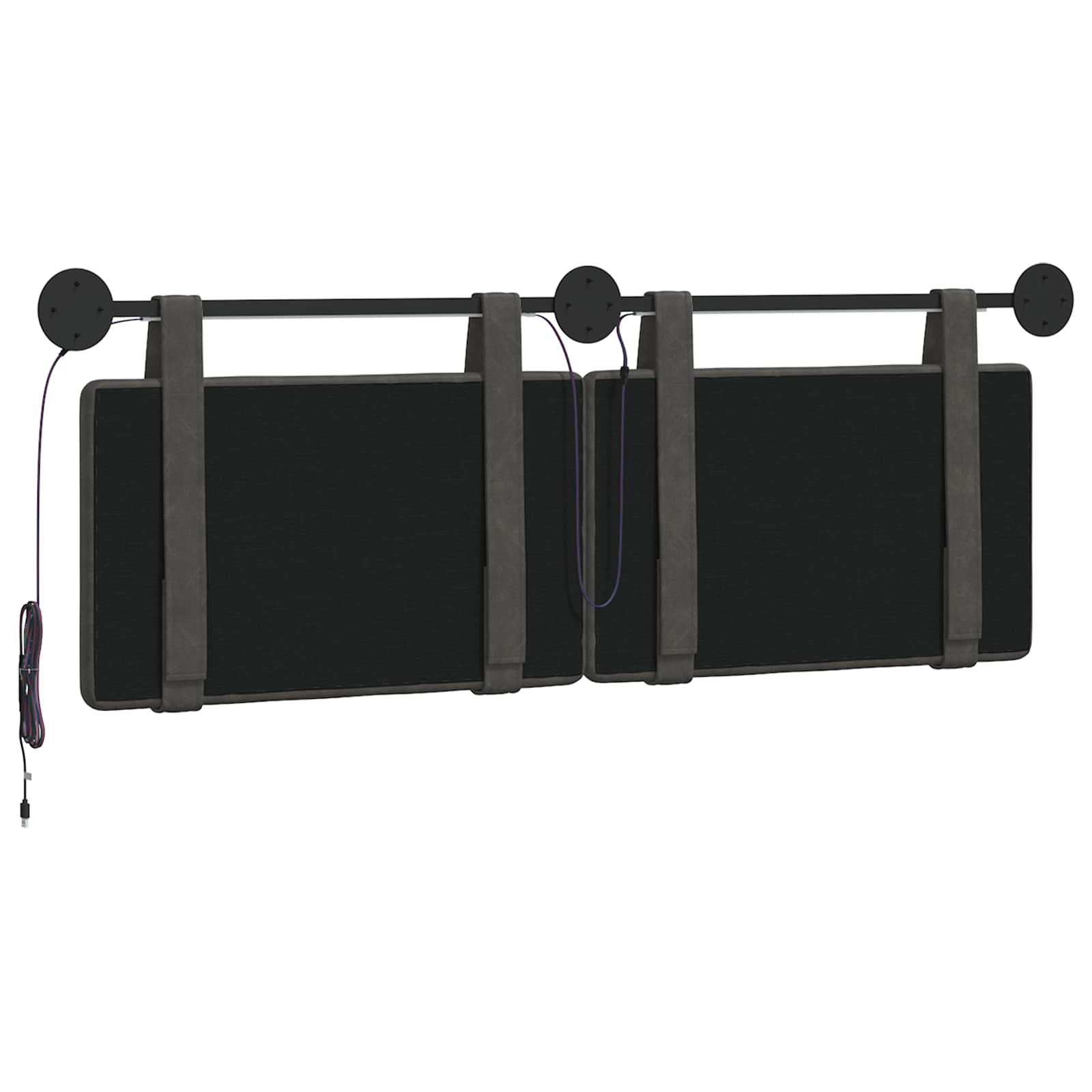 Hangend hoofdbord Met LED-verlichting Zwart Antiek PU