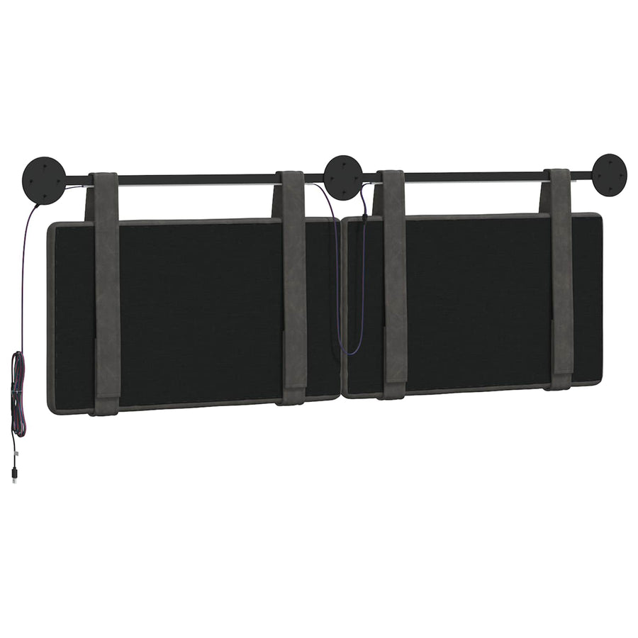 Hangend hoofdbord Met LED-verlichting Zwart Antiek PU