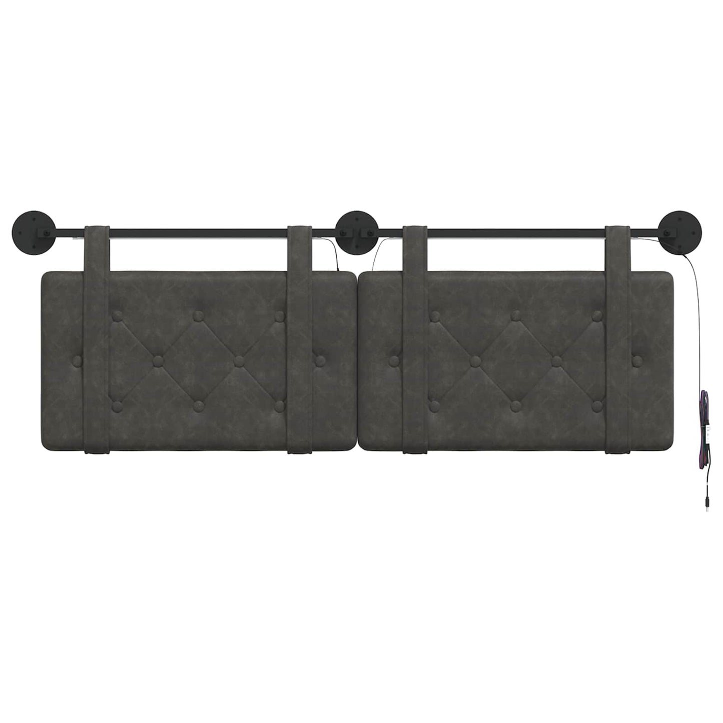 Hangend hoofdbord Met LED-verlichting Zwart Antiek PU