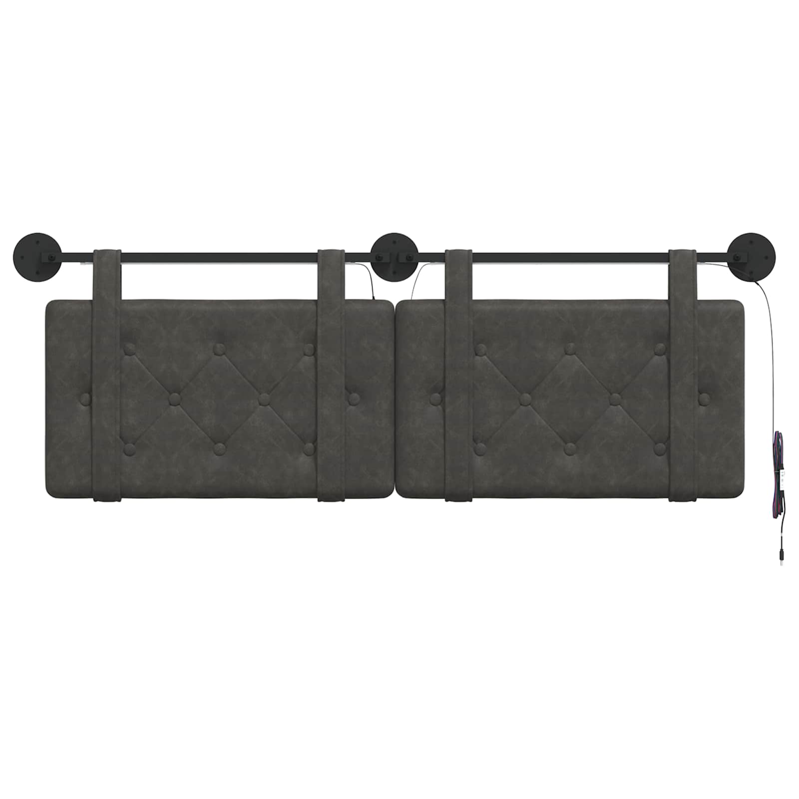 Hangend hoofdbord Met LED-verlichting Zwart Antiek PU