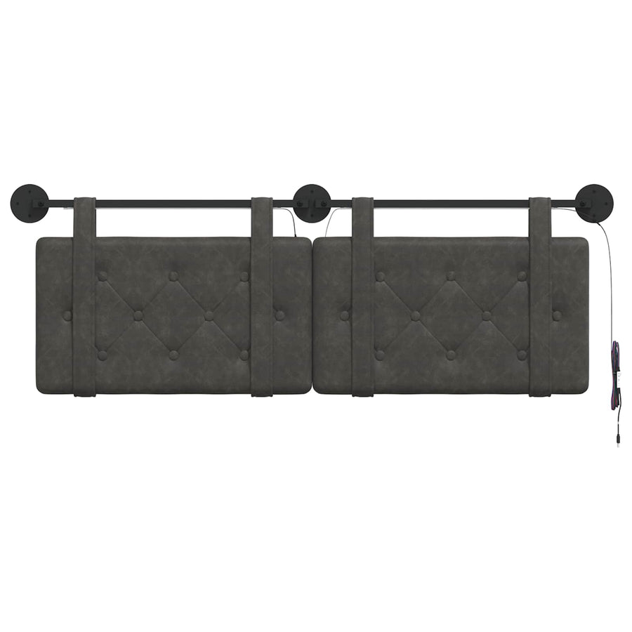 Hangend hoofdbord Met LED-verlichting Zwart Antiek PU