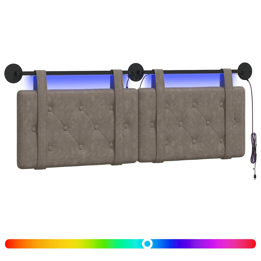 Hangend hoofdbord Met LED-verlichting Grijs Antiek PU