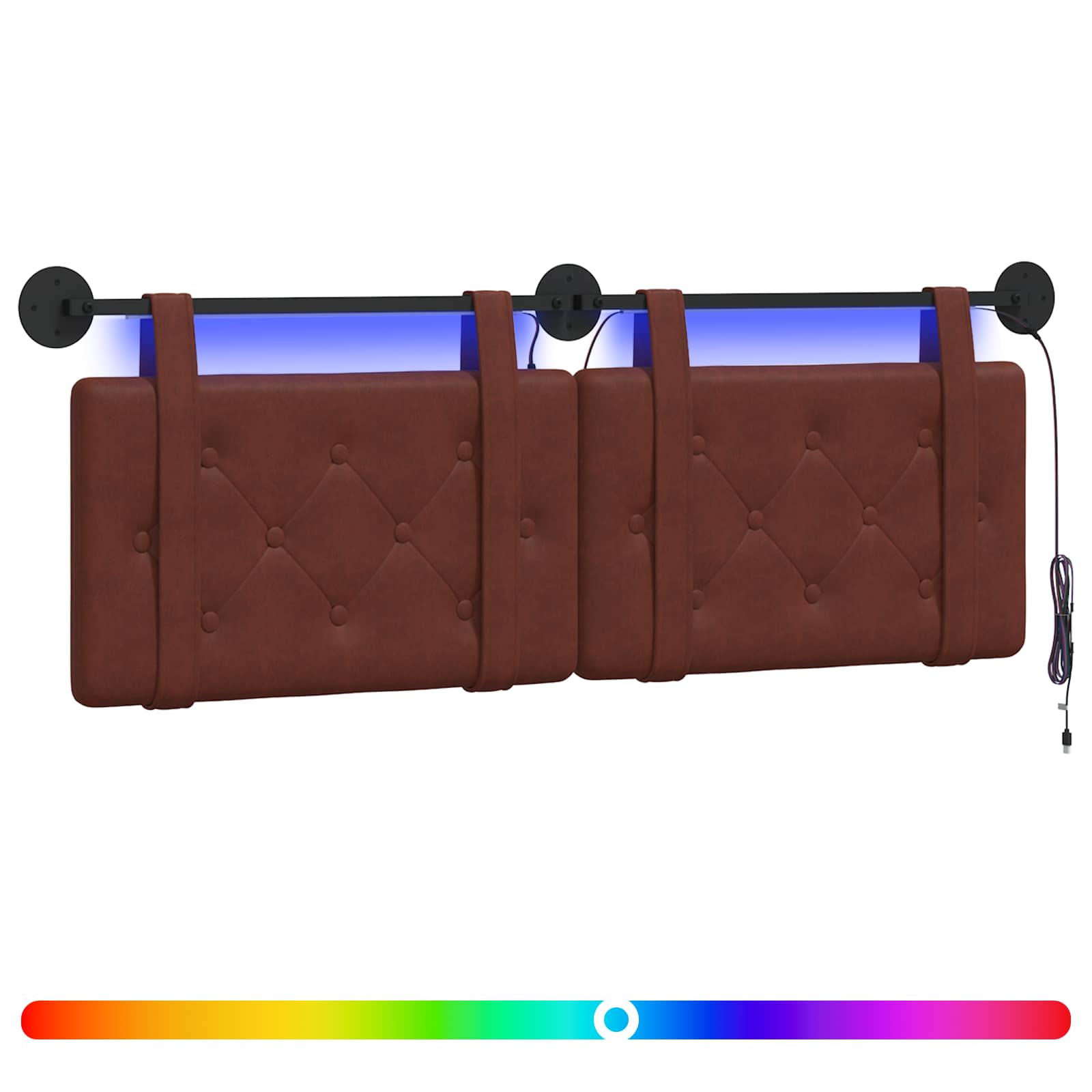 Hangend hoofdbord Met LED-verlichting Glanzend Bruin Antiek PU