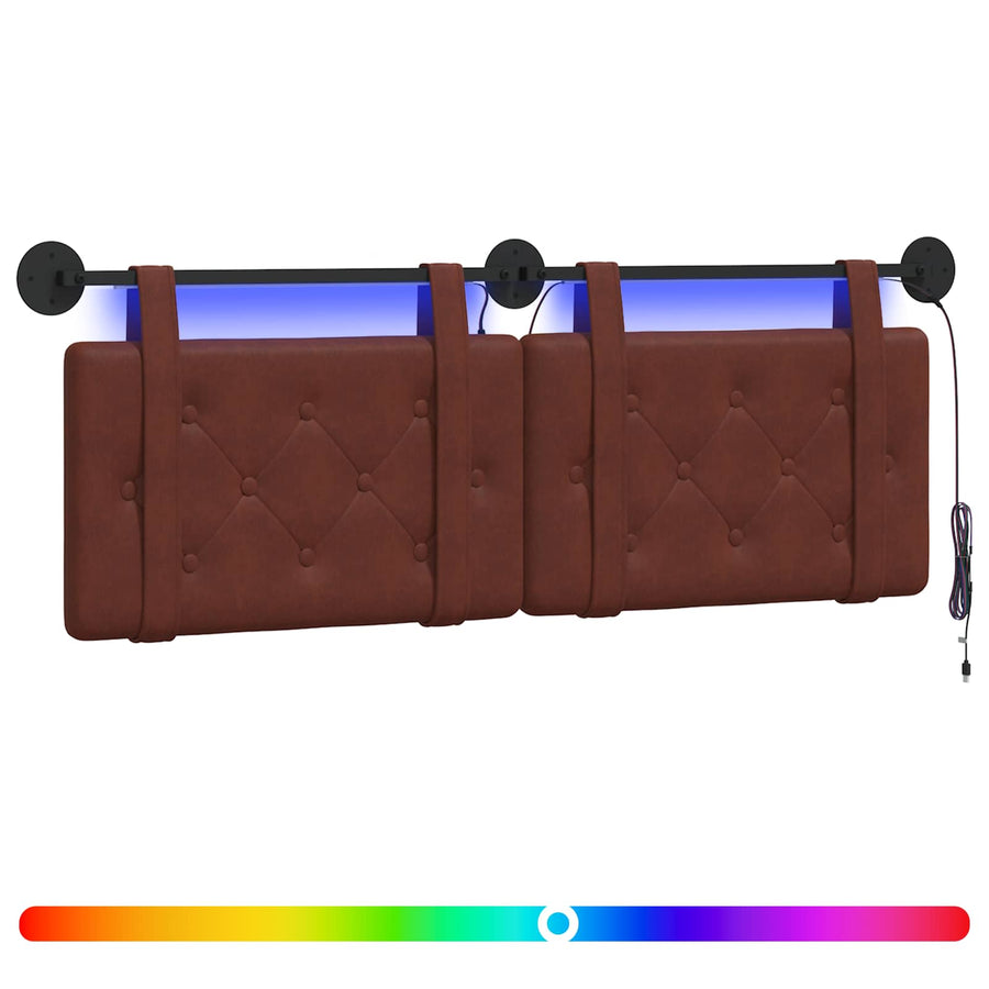 Hangend hoofdbord Met LED-verlichting Glanzend Bruin Antiek PU