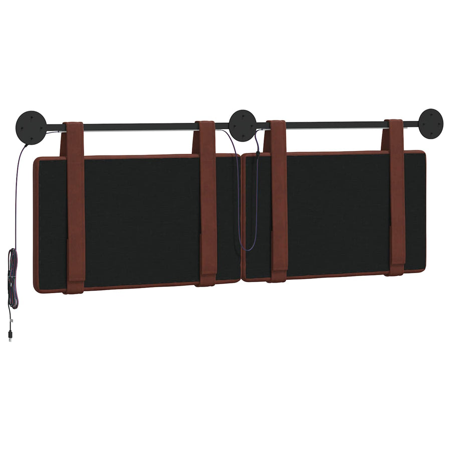 Hangend hoofdbord Met LED-verlichting Glanzend Bruin Antiek PU