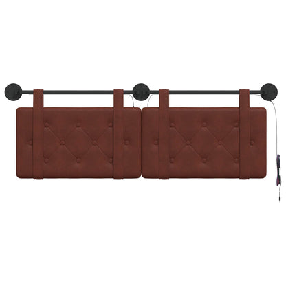 Hangend hoofdbord Met LED-verlichting Glanzend Bruin Antiek PU