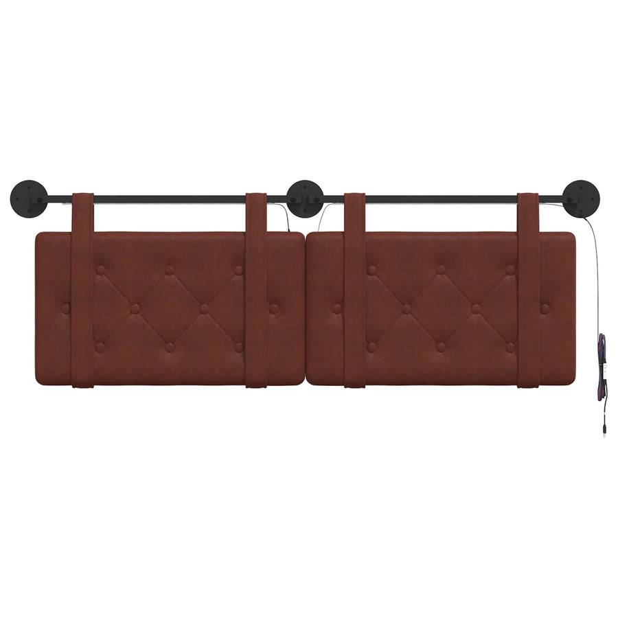 Hangend hoofdbord Met LED-verlichting Glanzend Bruin Antiek PU