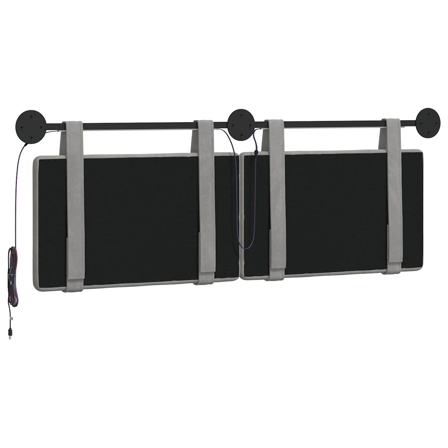 Hangend hoofdbord Met LED-verlichting Lichtgrijs Fluweel