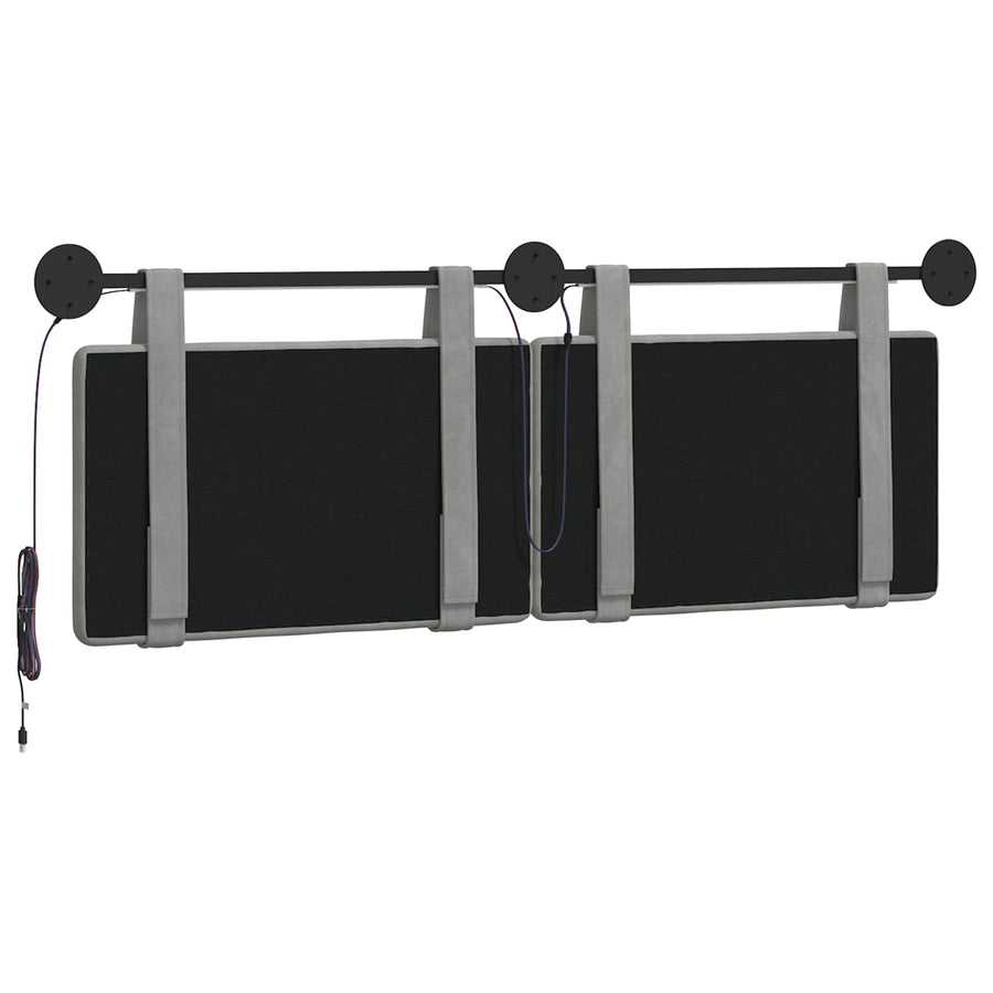 Hangend hoofdbord Met LED-verlichting Lichtgrijs Fluweel