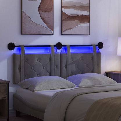Hangend hoofdbord Met LED-verlichting Donkergrijs Fluweel
