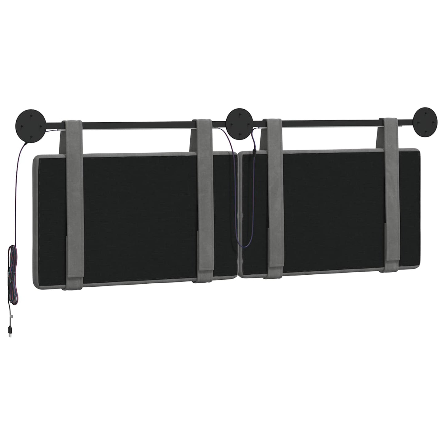 Hangend hoofdbord Met LED-verlichting Donkergrijs Fluweel