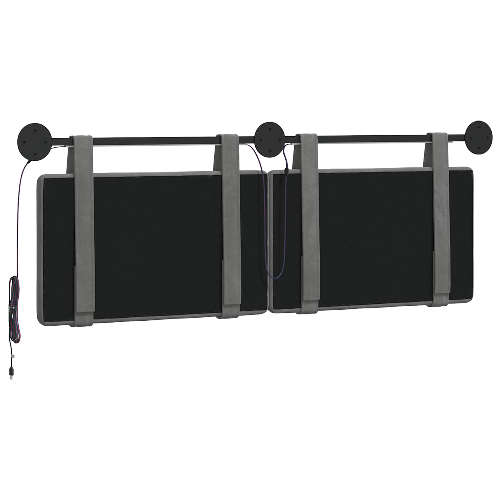 Hangend hoofdbord Met LED-verlichting Donkergrijs Fluweel