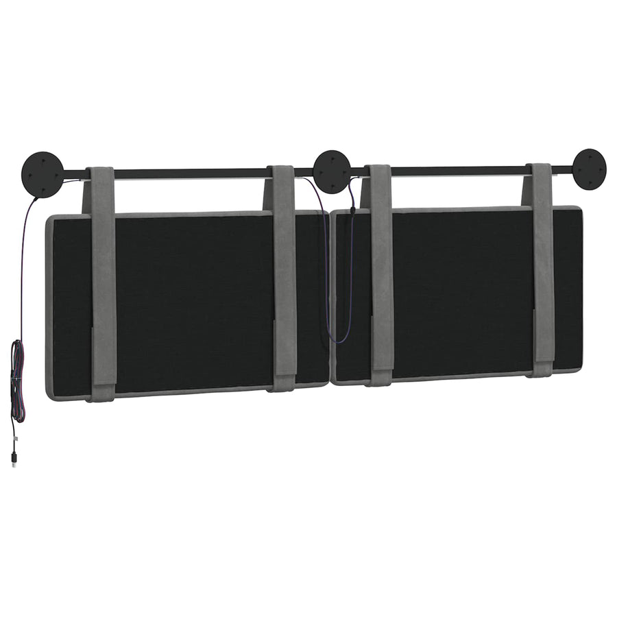 Hangend hoofdbord Met LED-verlichting Donkergrijs Fluweel