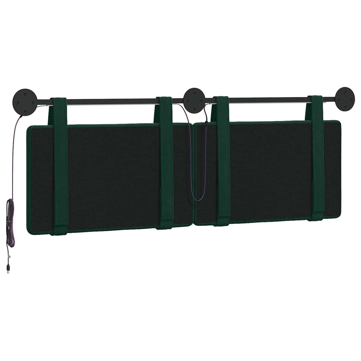 Hangend hoofdbord Met LED-verlichting Donkergroen Fluweel