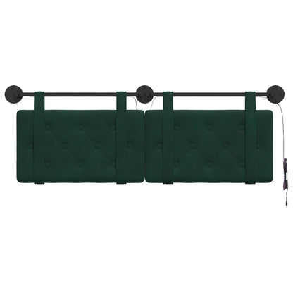 Hangend hoofdbord Met LED-verlichting Donkergroen Fluweel