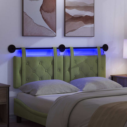 Hangend hoofdbord Met LED-verlichting Lichtgroen Fluweel