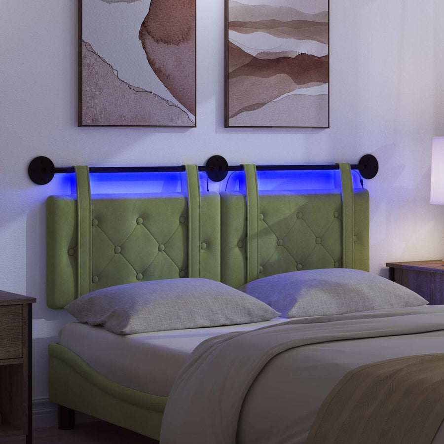 Hangend hoofdbord Met LED-verlichting Lichtgroen Fluweel
