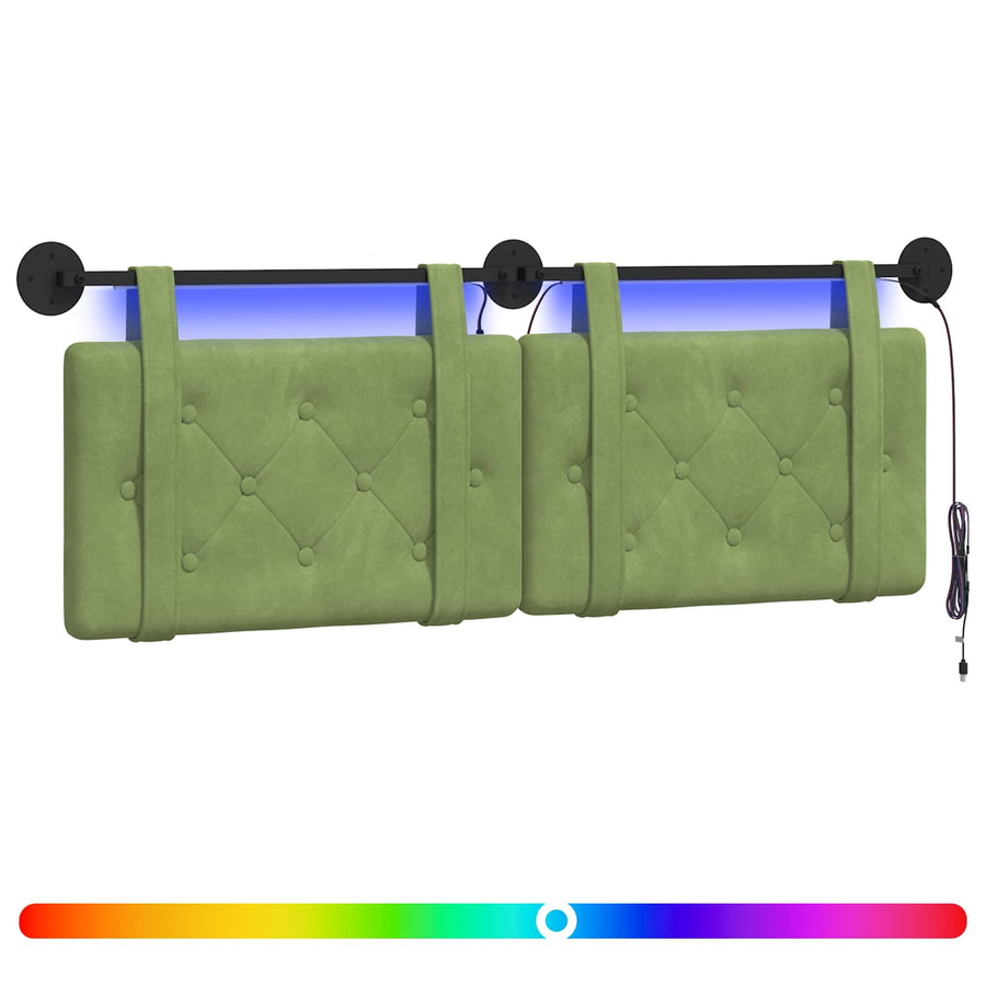 Hangend hoofdbord Met LED-verlichting Lichtgroen Fluweel