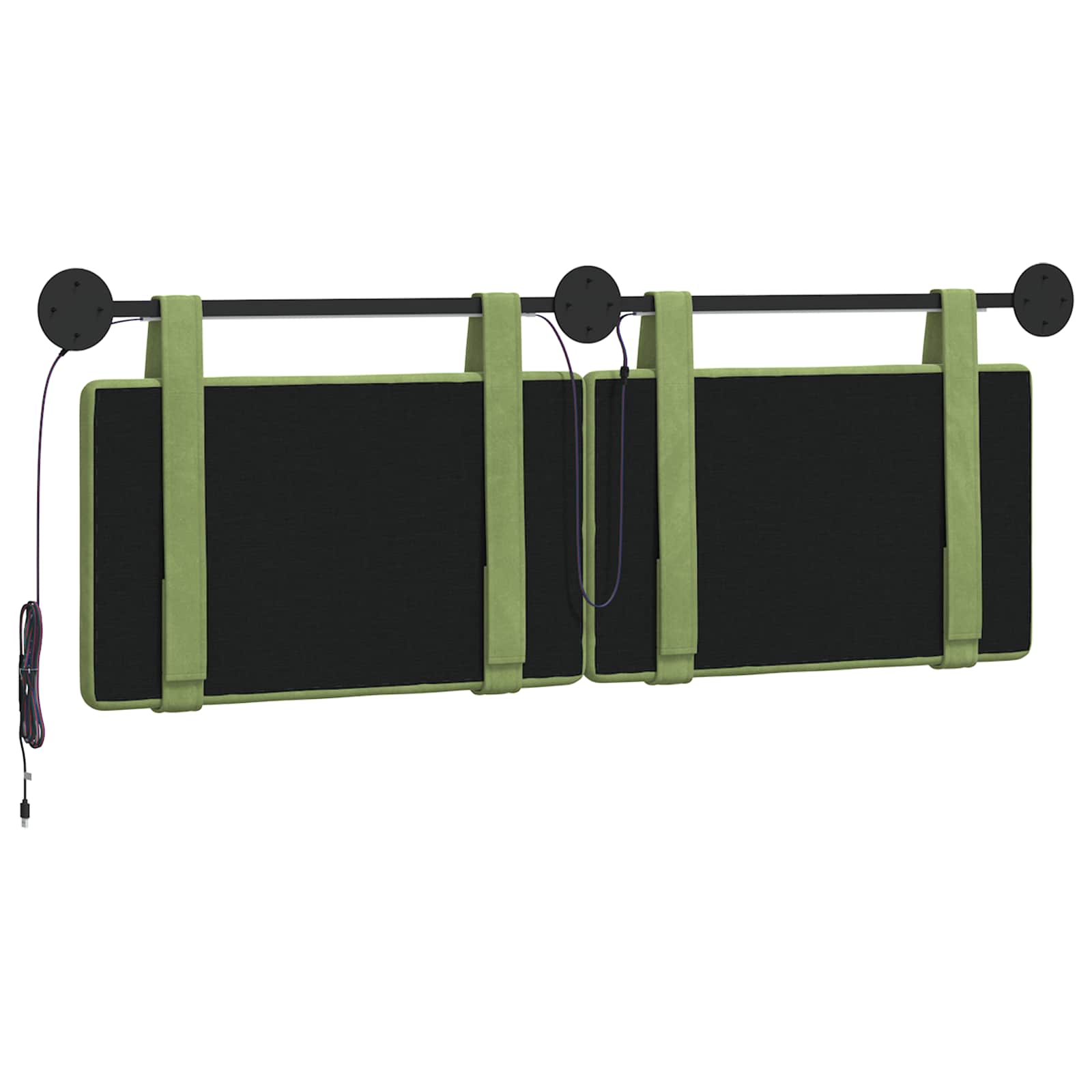 Hangend hoofdbord Met LED-verlichting Lichtgroen Fluweel