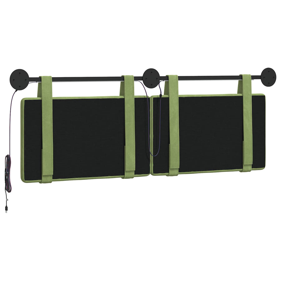 Hangend hoofdbord Met LED-verlichting Lichtgroen Fluweel