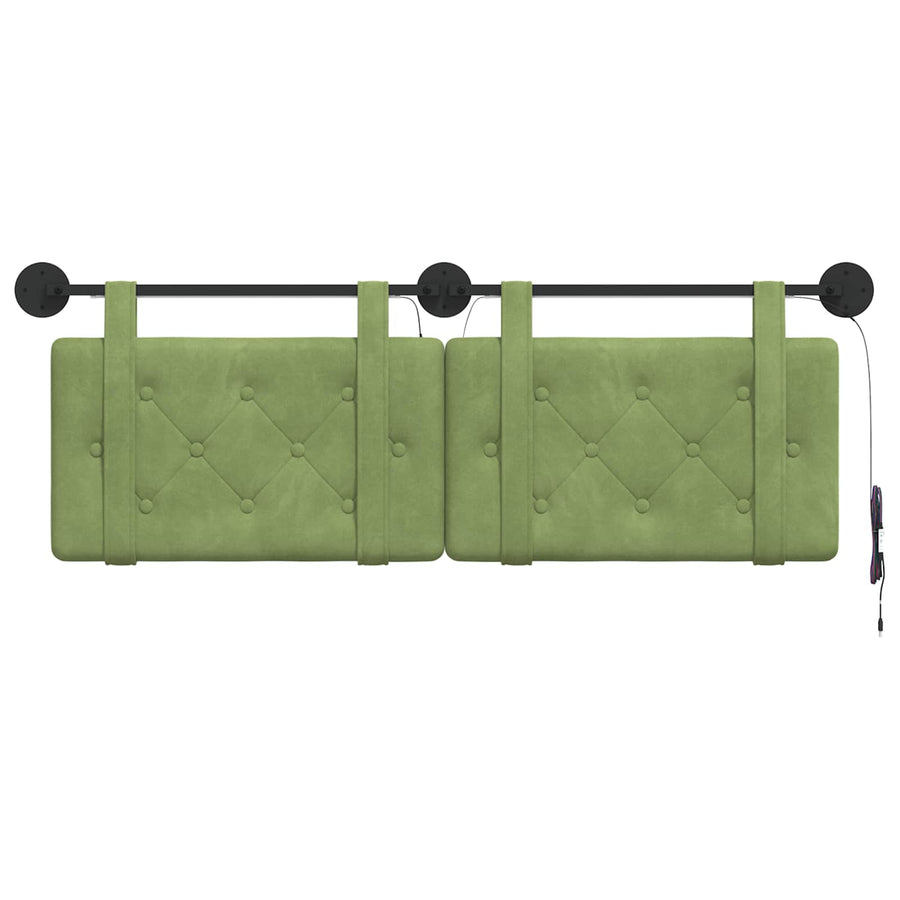 Hangend hoofdbord Met LED-verlichting Lichtgroen Fluweel