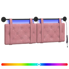 Hangend hoofdbord Met LED-verlichting Roze Fluweel