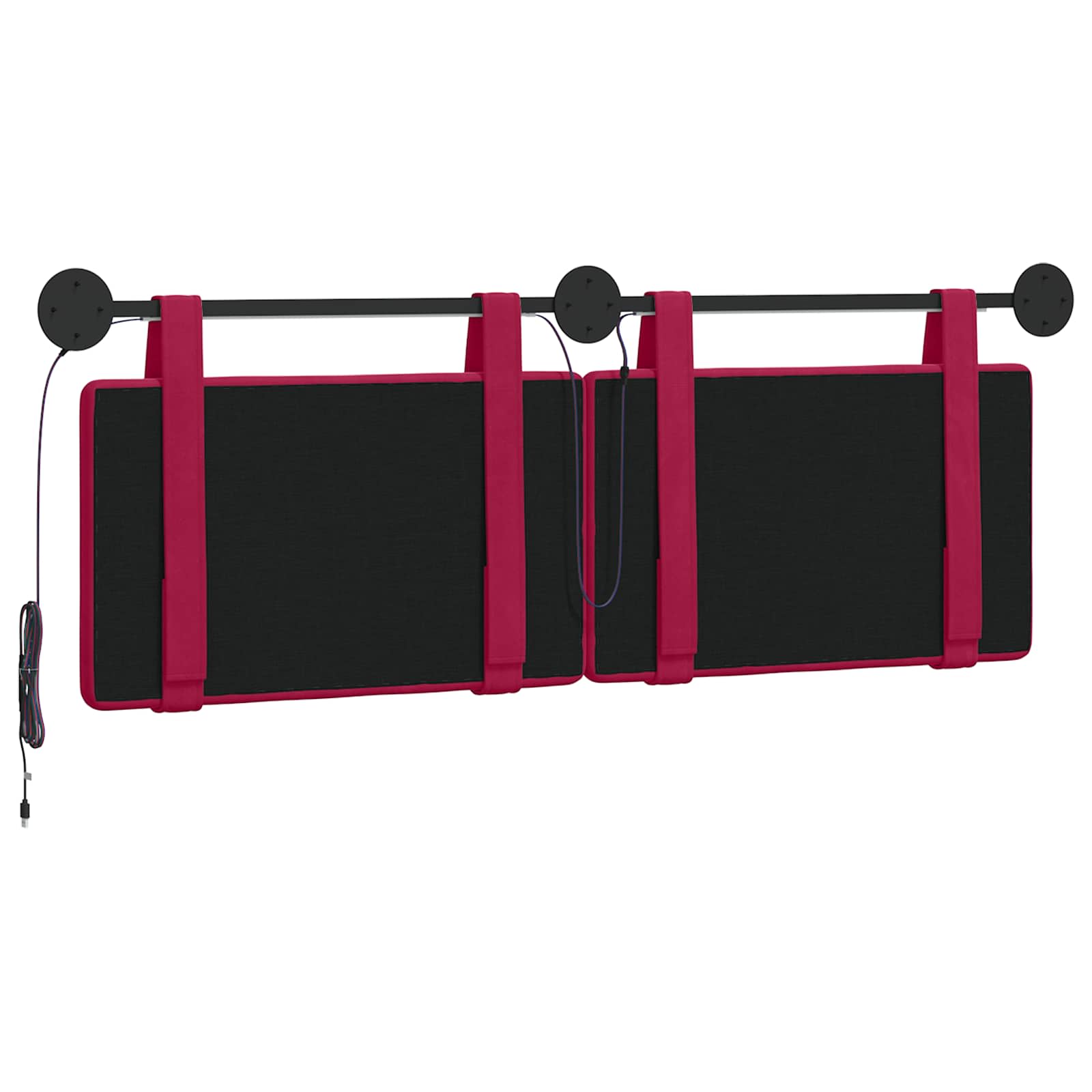 Hangend hoofdbord Met LED-verlichting Wijnrood Fluweel