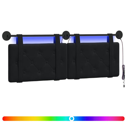 Hangend hoofdbord Met LED-verlichting Zwart Fluweel