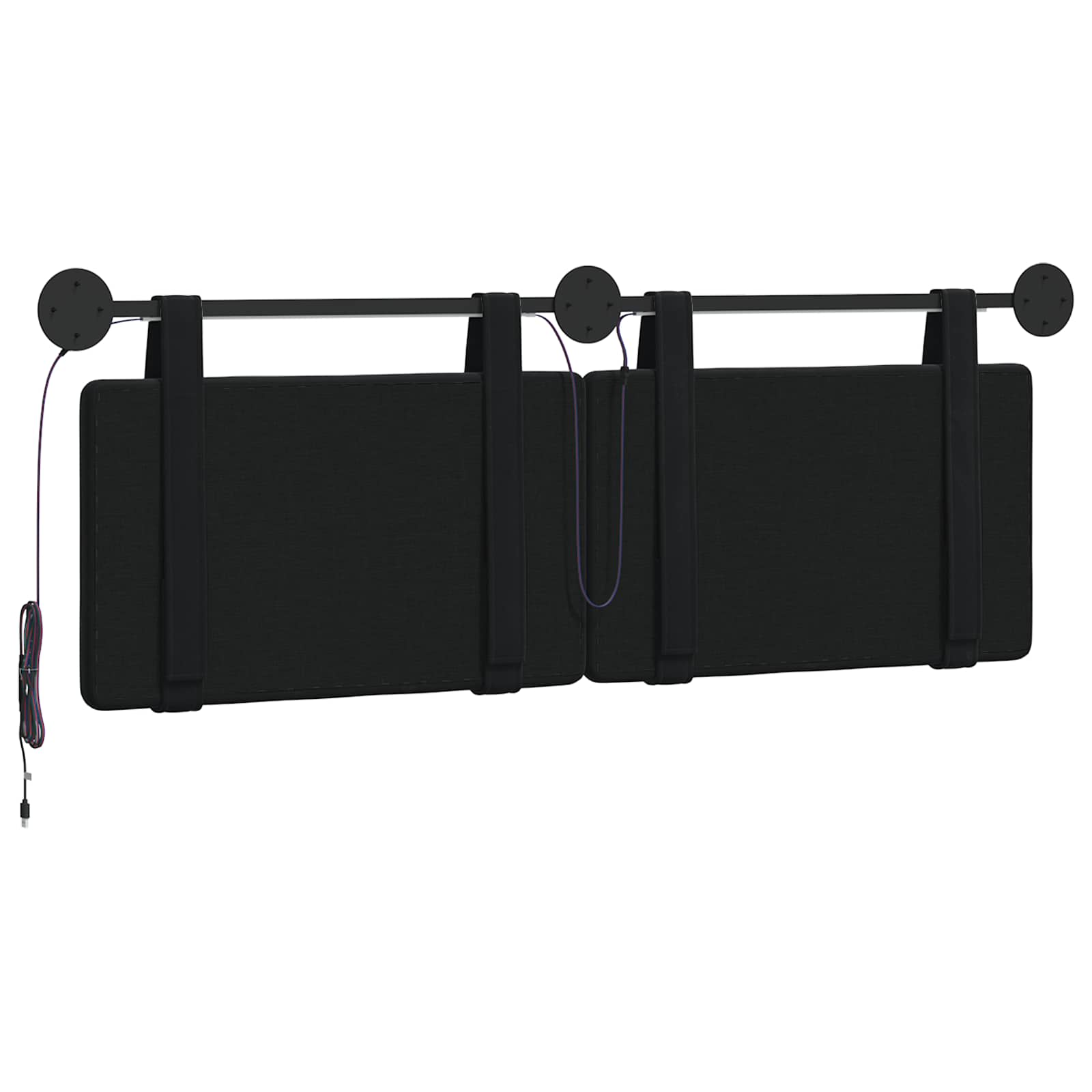 Hangend hoofdbord Met LED-verlichting Zwart Fluweel