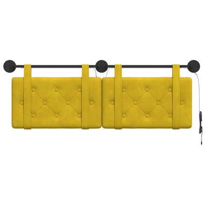 Hangend hoofdbord Met LED-verlichting Geel Fluweel