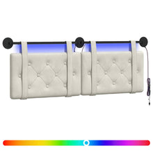 Hangend hoofdbord Met LED-verlichting Crèmekleurig Fluweel