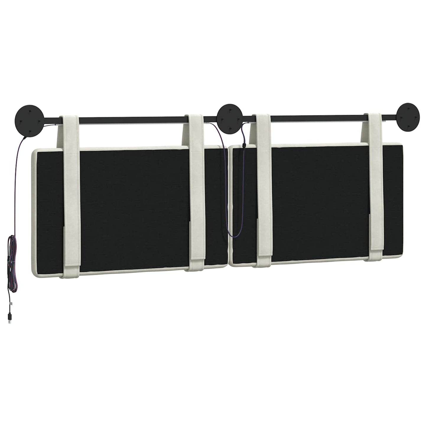 Hangend hoofdbord Met LED-verlichting Crèmekleurig Fluweel