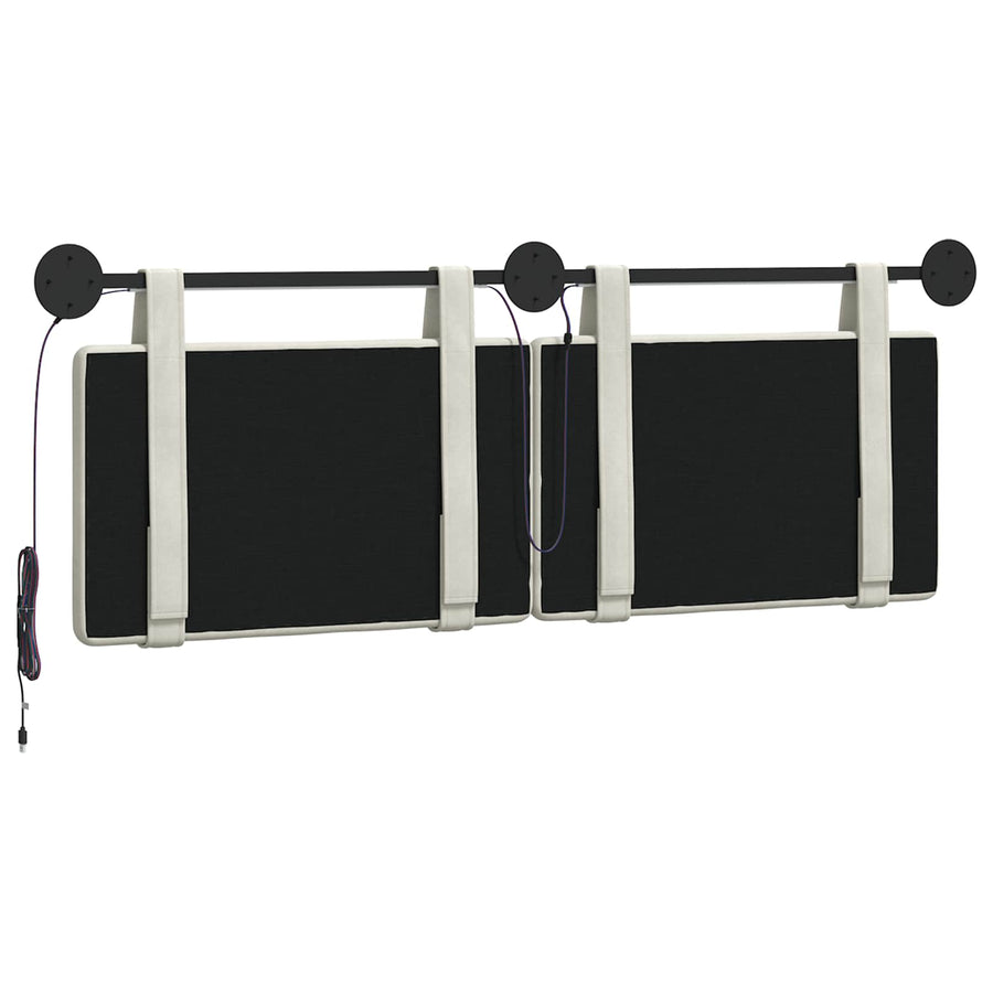 Hangend hoofdbord Met LED-verlichting Crèmekleurig Fluweel