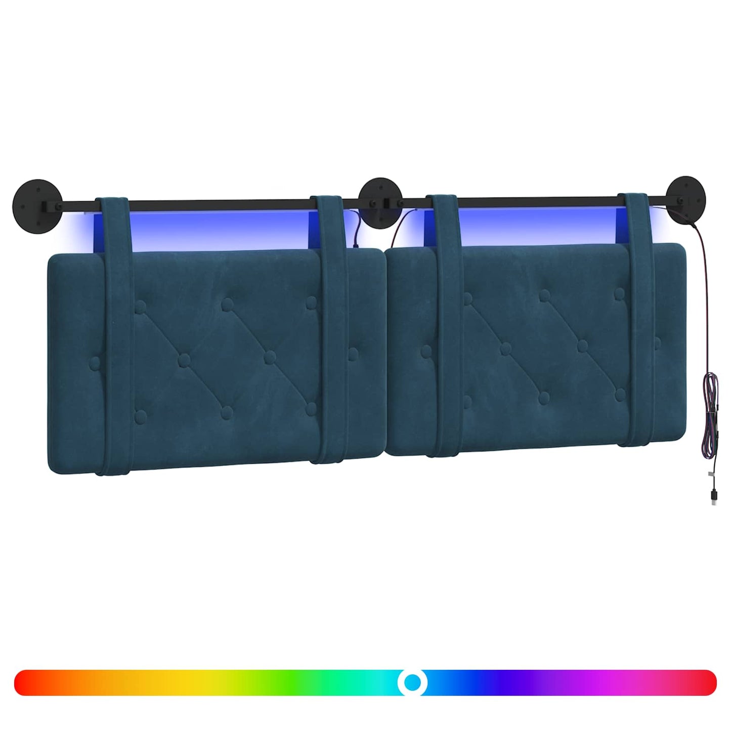 Hangend hoofdbord Met LED-verlichting Blauw Fluweel
