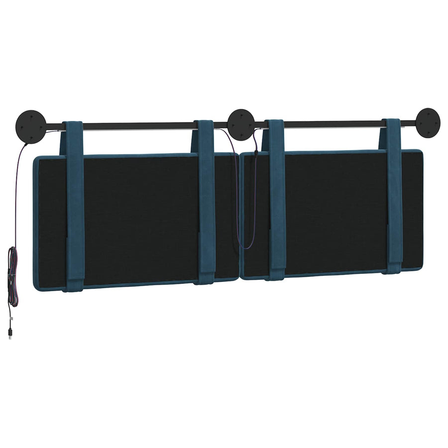Hangend hoofdbord Met LED-verlichting Blauw Fluweel