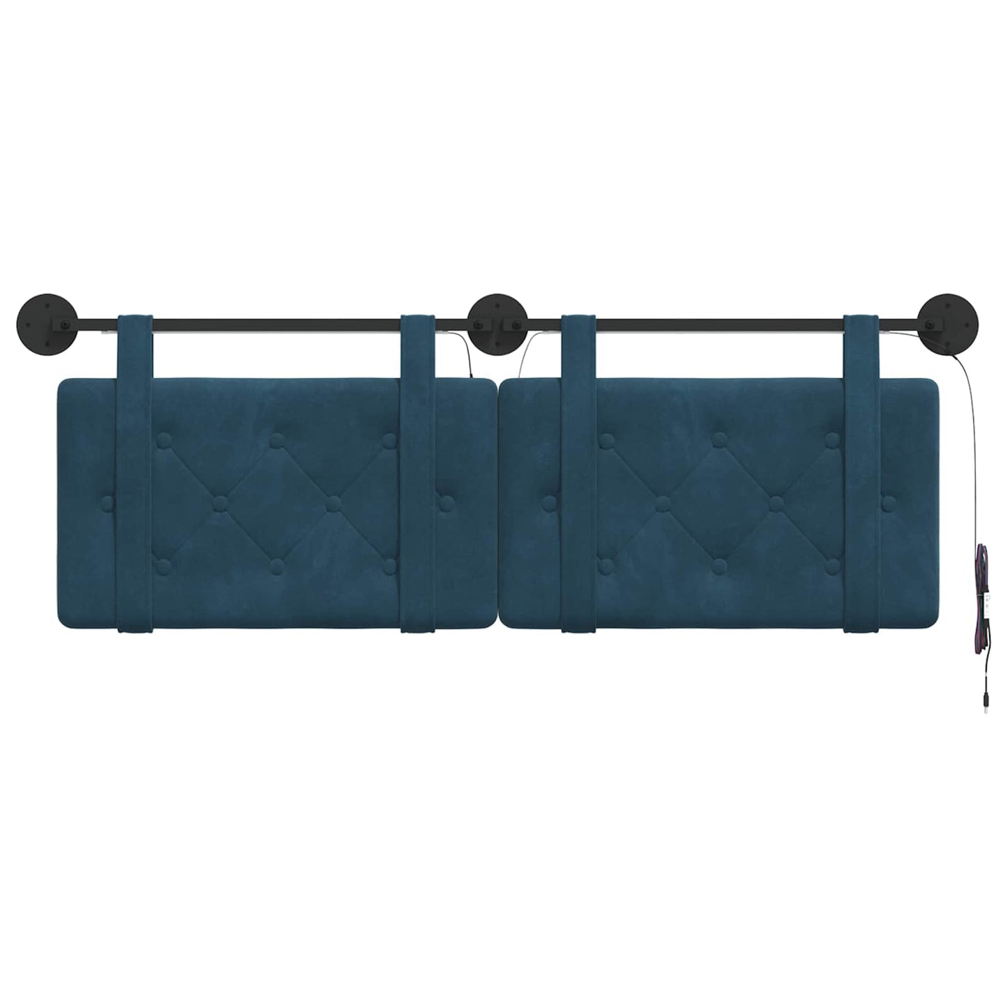 Hangend hoofdbord Met LED-verlichting Blauw Fluweel