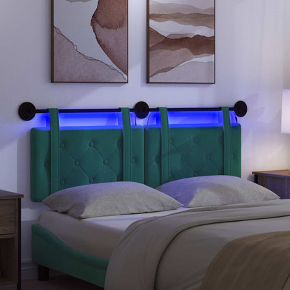 Hangend hoofdbord Met LED-verlichting Turquoise Fluweel